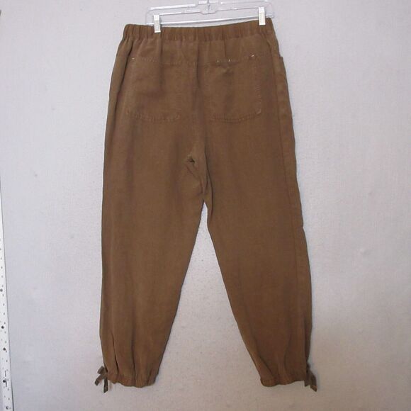 Pilcro Anthropologie Jogger Pants Brown Linen Lyocel Pockets Relaxed Fit - Picture 2 of 16